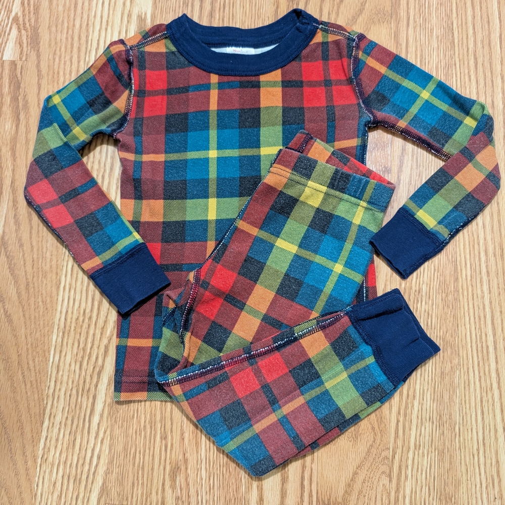 Hanna Andersson Organic Cotton Red Blue Plaid Pajamas 90 3T